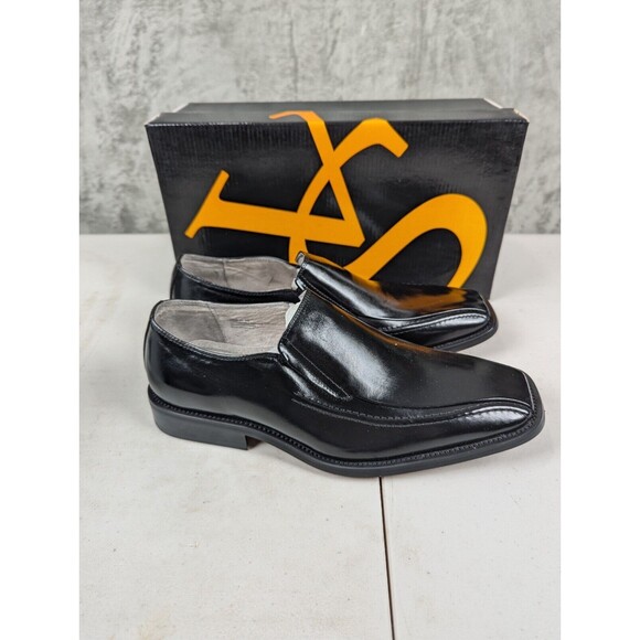 Stacy Adams Dress Shoes Men's Size 8 Black Leather Loafer Slip On Square Toe NWT - Picture 1 of 8
